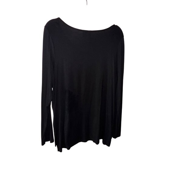 Cynthia Rowley Black Long Sleeve Top XL Goth Punk Rock Tee Shirt Stretch Casual - Picture 2 of 6